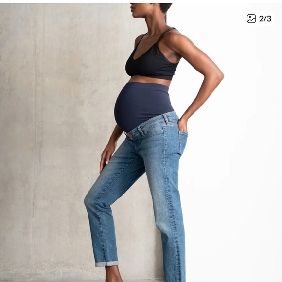 Seraphine Organic Slim Boyfriend Maternity Jeans Size 8 - Picture 2 of 8